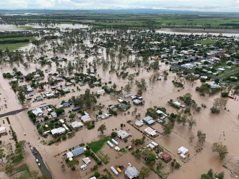Flooded town in Queensland